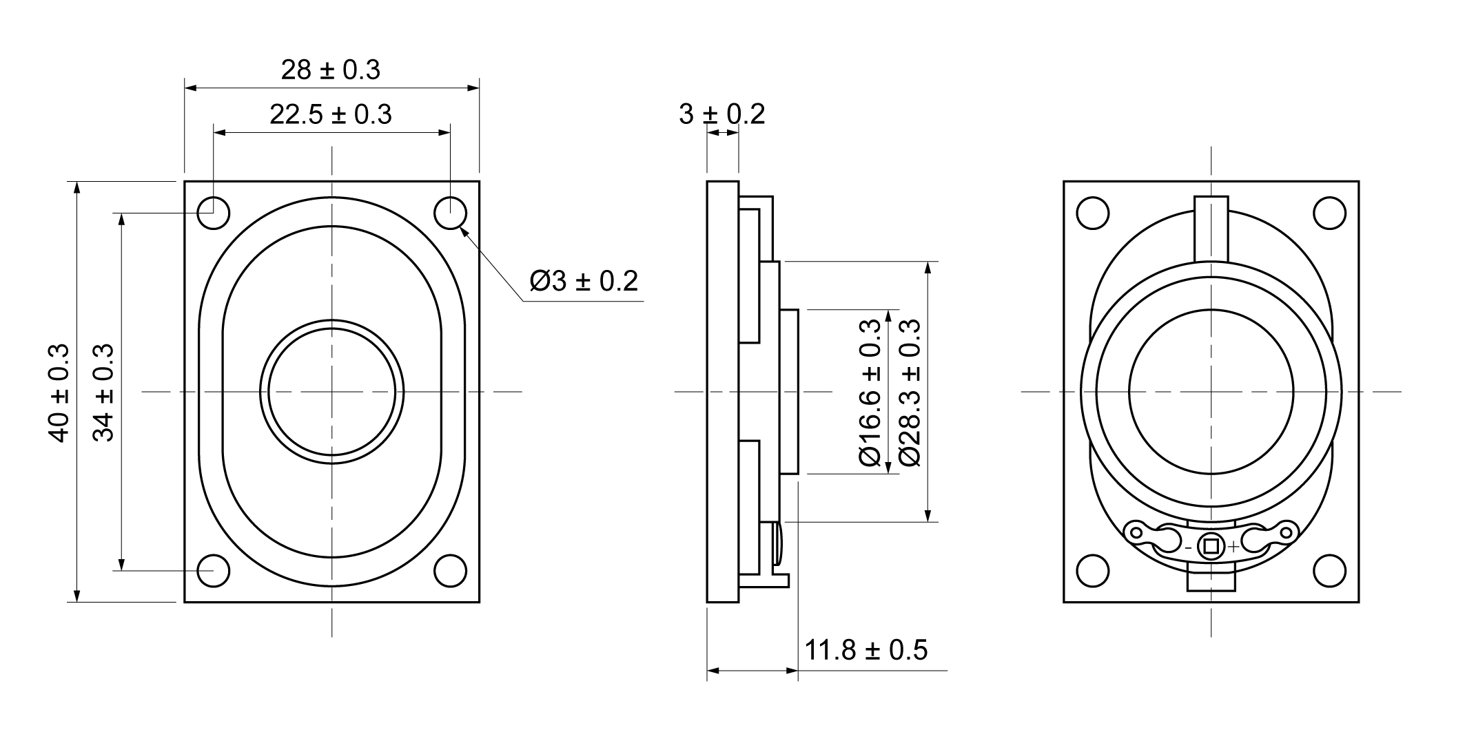 OSR4028E-11.8P1.0W8A Mechanical Drawing